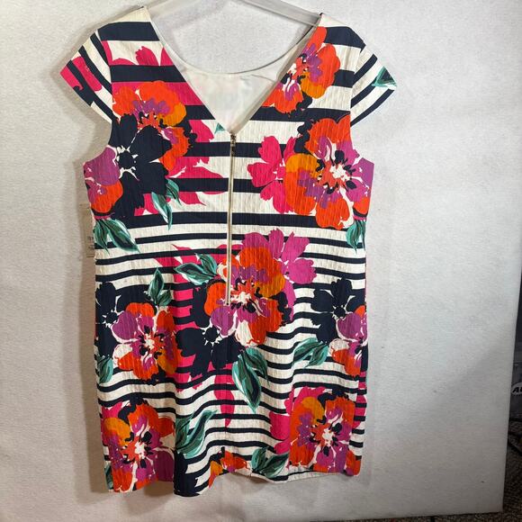 NWT Eliza J  Multicolor Floral Striped Dress Sheath Career Cocktail Cap Size 20W - Picture 3 of 8